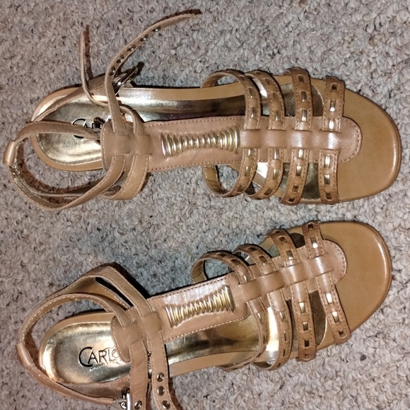 ⭐CARLOS Santana Champagne Gold and Tan Heels, Size 8.5M - Picture 8 of 8